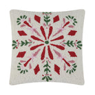 Festive Folk Snowflake Hooked Wool Christmas Throw Pillow, 16x16 inch, front view