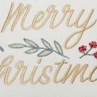 Festive Greenery Embroidered Christmas Throw Pillow, close-up detail