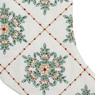 Festive Greenery Snowflakes Embroidered Christmas Stocking, close-up detail