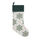Festive Greenery Snowflakes Embroidered Christmas Stocking, 11x20 inch, front view