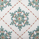 Festive Greenery Snowflakes Embroidered Christmas Throw Pillow, close-up detail