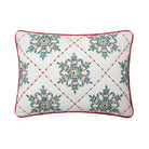 Festive Greenery Snowflakes Embroidered Christmas Throw Pillow, 14x20 inch, front view