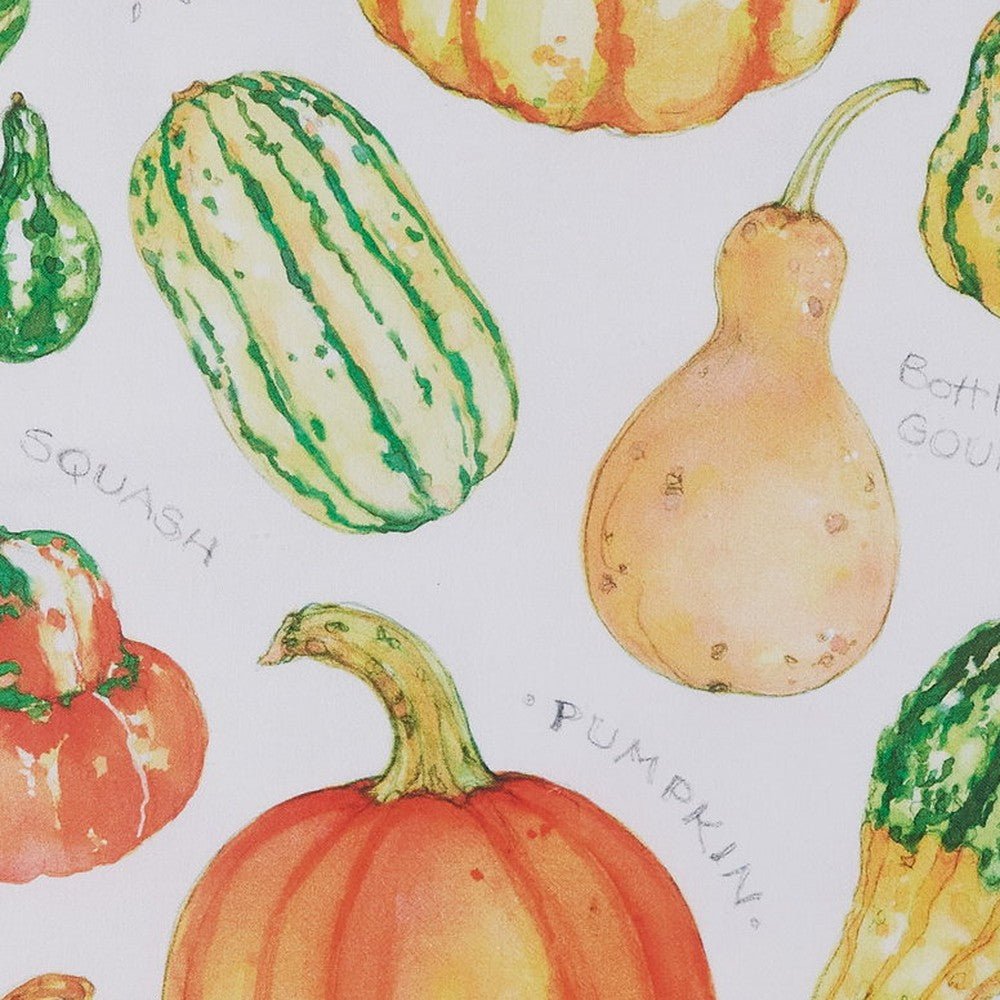 Closeup of Field Guide Gourds Kitchen Towel showing print and fabric detail