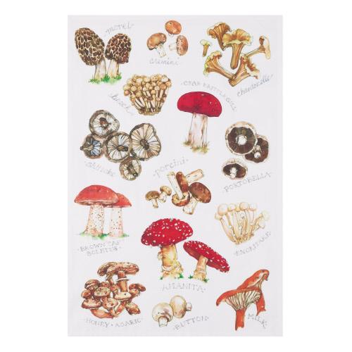 Field Guide Mushroom Kitchen Towel, 18x25 inch, front view
