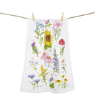 Field Guide Wildflower Printed Kitchen Towel, 18x25 inch, closer view of the kitchen towel