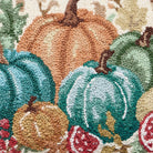 Fig and Pear Teal Harvest Hooked Wool Fall Harvest Throw Pillow, close-up detail