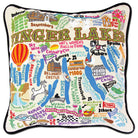 Finger Lakes Wineries hand-embroidered throw pillow with artisan decorative design