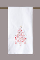 Flamingo Tree Embroidered Christmas Kitchen Towel, 16x25 inch, front view