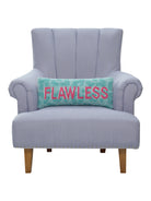 Flawless Hooked Wool Throw Pillow on an armchair, showing the throw pillow at room scale, 8x20 inch