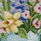 Floral Egg Hooked Wool Easter Throw Pillow, close-up detail