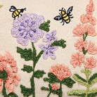 Floral Natural Field Embroidered Throw Pillow, close-up detail