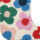 Floral Toss Hooked Wool Christmas Stocking, close-up detail