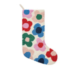 Floral Toss Hooked Wool Christmas Stocking, 12x20 inch, front view