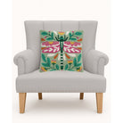 Folk Dragonfly Botanical Wool Hooked Throw Pillow, styled lifestyle view