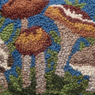 Forest Floor Mushrooms Hooked Wool Throw Pillow, close-up detail