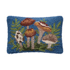 Forest Floor Mushrooms Hooked Wool Throw Pillow, 8x12 inch, front view