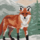 Forest Fox Hooked Wool Throw Pillow, close-up detail