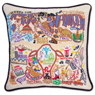 Fort Worth, TX Cowboy City hand-embroidered throw pillow showcasing iconic landmarks
