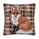 Fox Tartan Hooked Wool Throw Pillow, 18x18 inch, front view