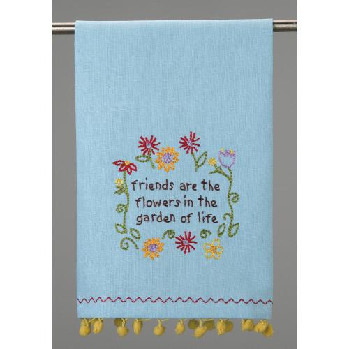 Friends Embroidered Kitchen Towel, 15x22 inch, front view