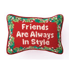 Friends Wool Needlepoint Christmas Throw Pillow, 6x9 inch, front view
