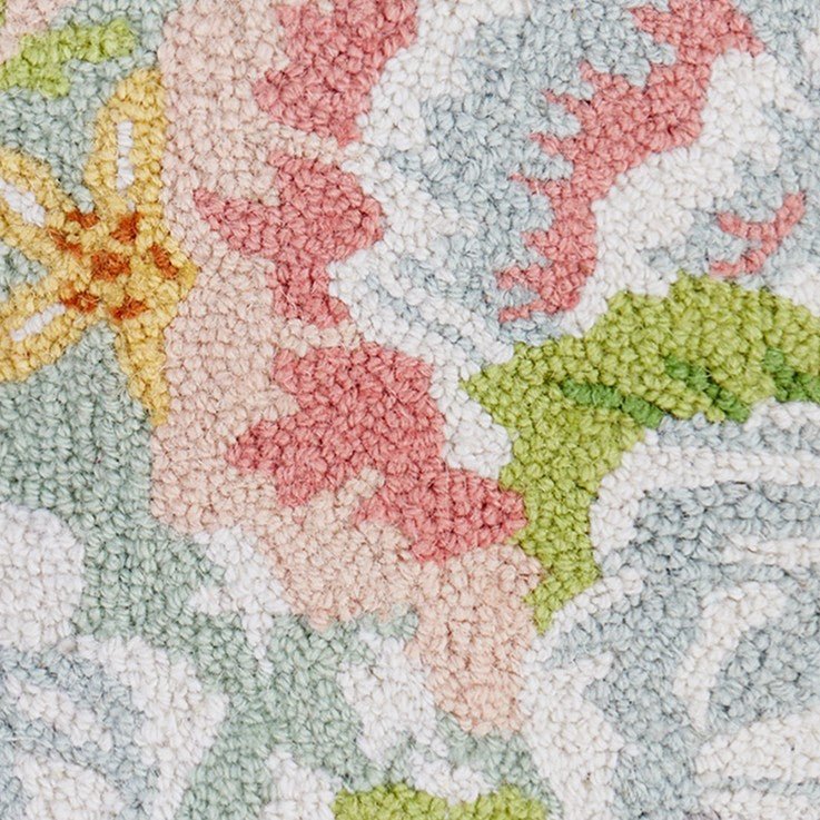 Garden Party Hooked Wool Throw Pillow, close-up detail