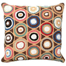 Geometric Circles Pattern hooked wool throw pillow with artisan decorative design