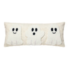 Ghost Trio on Flax Hooked Wool Halloween Throw Pillow, 8x20 inch, front view