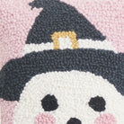 Ghost Witch Hooked Wool Halloween Throw Pillow, close-up detail