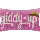 Giddy Up Hat Hooked Wool Throw Pillow, close-up detail