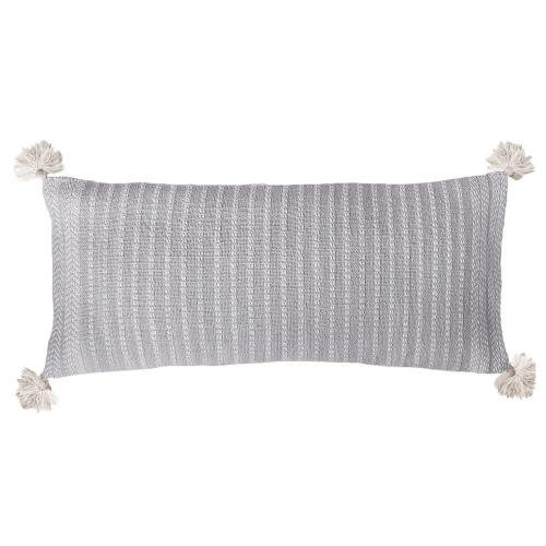 Gideon Fog Decorative Woven Throw Pillow, 15x35 inch, front view