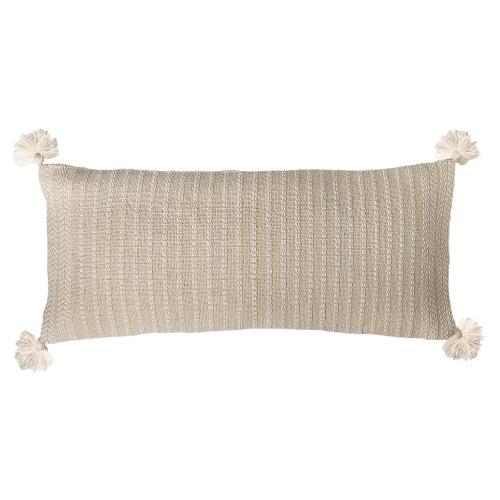 Gideon Oyster Decorative Woven Throw Pillow, 15x35 inch, front view