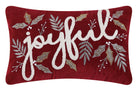 Gilded Joyful Embroidered Christmas Throw Pillow, 12x18 inch, front view