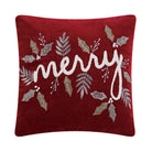 Gilded Merry Embroidered Christmas Throw Pillow, 16x16 inch, front view