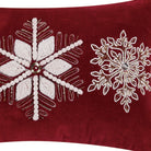 Gilded Snowflakes Embroidered Christmas Throw Pillow, close-up detail