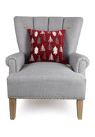 Gilded Trees Embroidered Christmas Throw Pillow on an armchair, showing the throw pillow at room scale, 16x16 inch