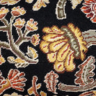 Gilhooly Bloomer Night Artful pillow fabric closeup showing hand-embroidered needlepoint wool texture and color detail