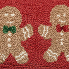 Gingerbread Cookies Hooked Wool Christmas Throw Pillow, close-up detail