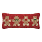 Gingerbread Cookies Hooked Wool Christmas Throw Pillow, 8x20 inch, front view