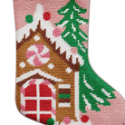 Gingerbread House Mini Embroidered Needlepoint Christmas Stocking, close-up detail
