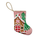 Gingerbread House Mini Embroidered Needlepoint Christmas Stocking, 6x4 inch, front view