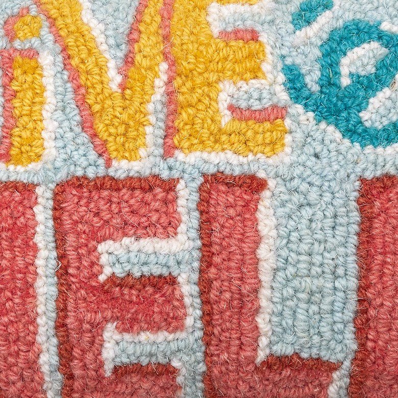 Give'em Hell Hooked Wool Throw Pillow, close-up detail