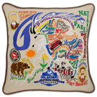 Glacier Park Majestic Peaks National hand-embroidered throw pillow with artisan decorative design