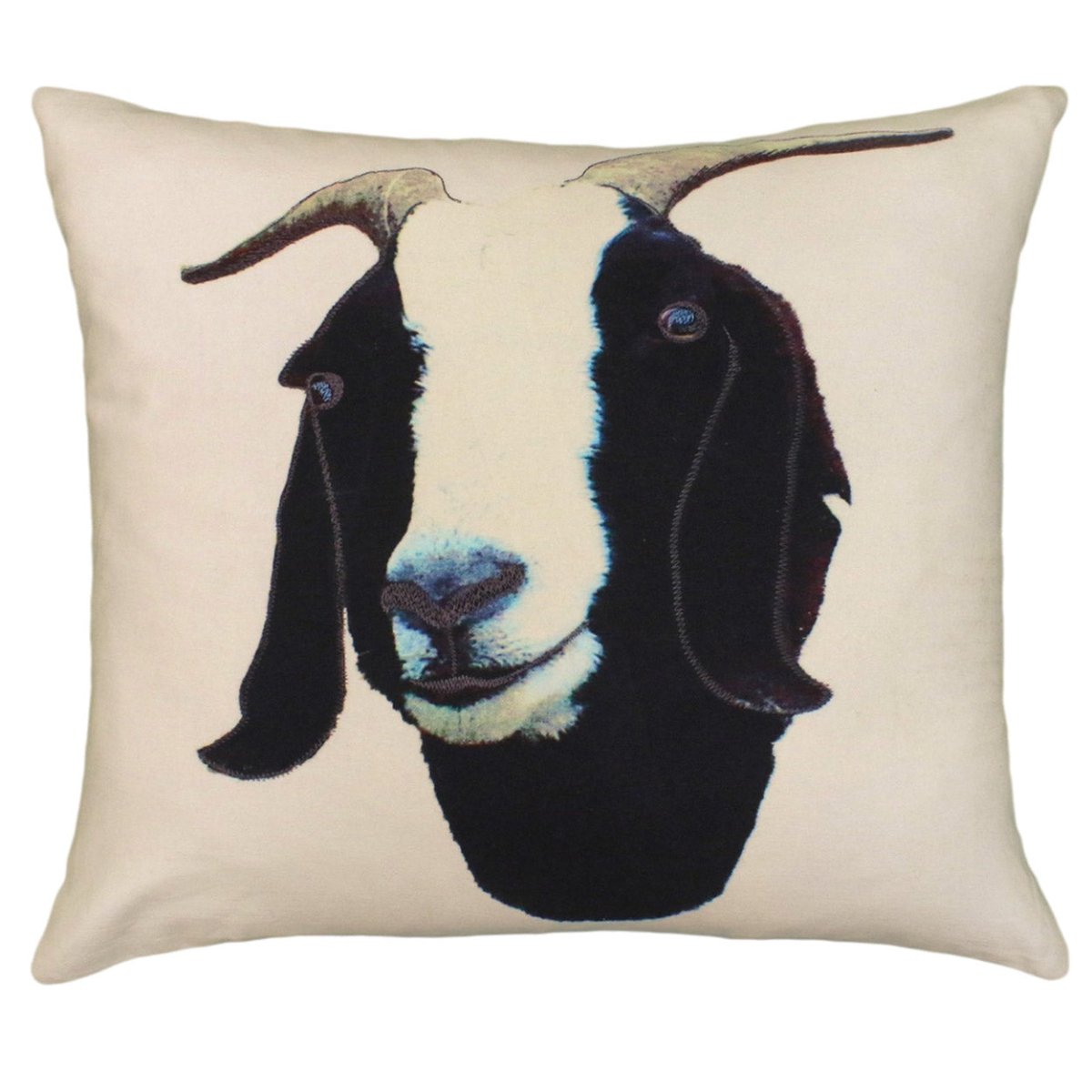Printed Goat needlepoint throw pillow with artisan decorative design