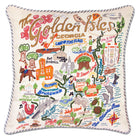 Golden Isles hand-embroidered throw pillow with nautical coastal motifs