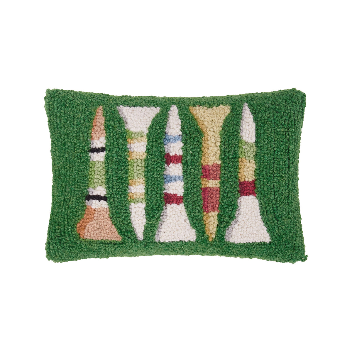 Golf Tees Hooked Wool Christmas Throw Pillow, 8x12 inch, front view