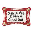 Good Cat Wool Needlepoint Christmas Throw Pillow, 8x12 inch, front view