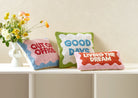 Good Days Hooked Wool Throw Pillow shown alongside other designs in the same collection, 14x14 inch