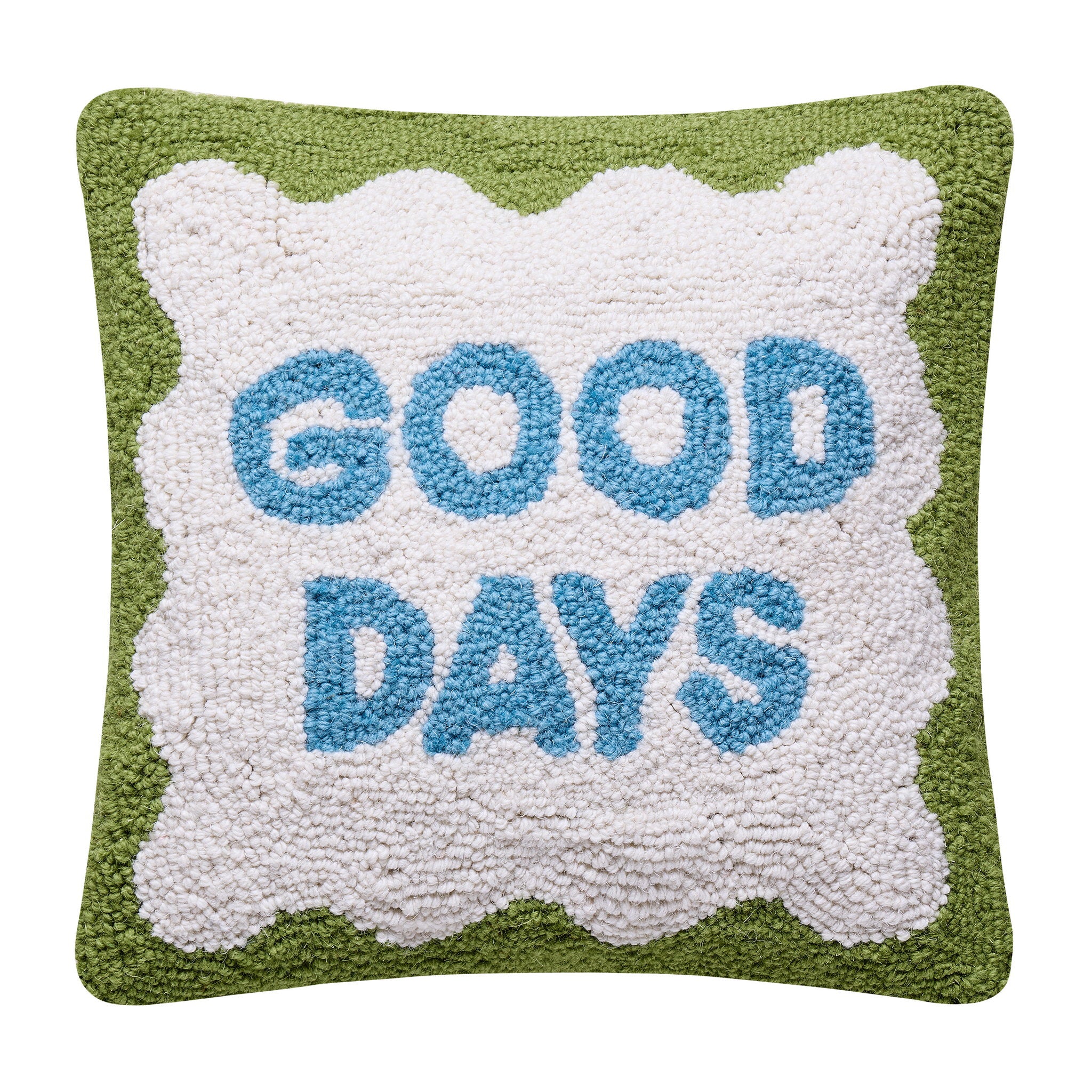 Good Days Hooked Wool Throw Pillow, 14x14 inch, front view