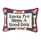 Good Dog Wool Needlepoint Christmas Throw Pillow, 8x12 inch, front view
